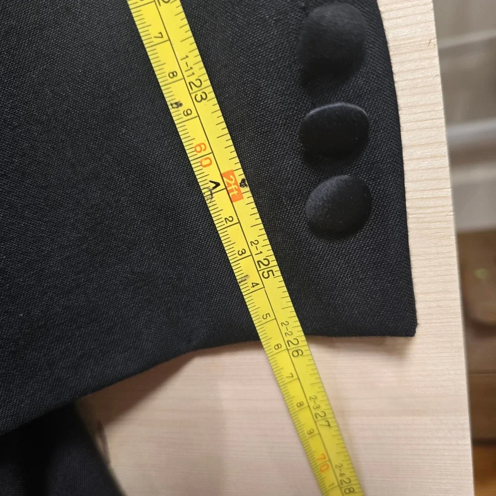 Giannelli Mens Black Double Breasted Tuxedo Suit Wool Blend Size 44L Peak Lapel
